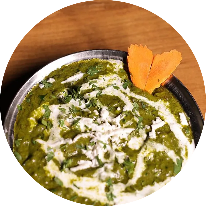 Palak paneer, from above