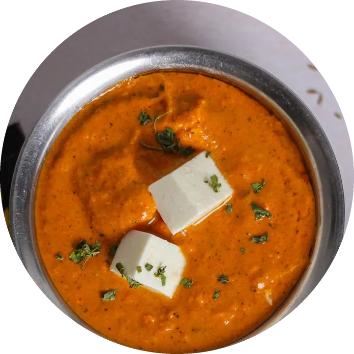 Paneer butter masala, from above